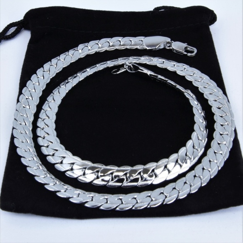 "David" Real Platinum Plated 9mm Snake Chain